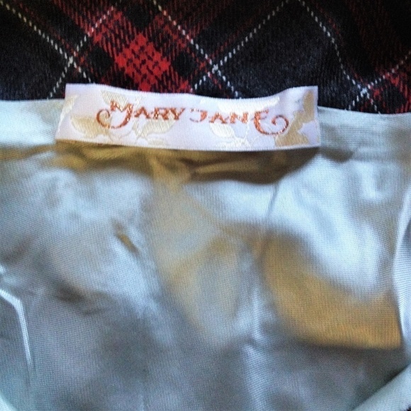 Mary Jane Italy Indie Designer Red Plaid Belted Vintage Inspired Wool Dress - Picture 5 of 8